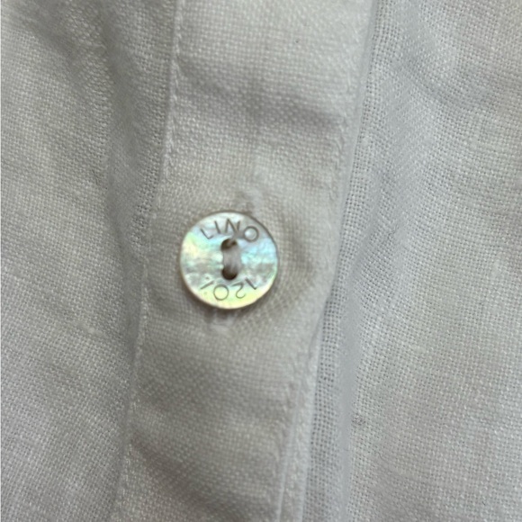 120% lino white linen button front shirt - Picture 8 of 9